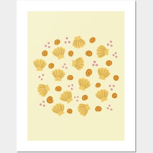 Seashells from the beach - Yellow Posters and Art